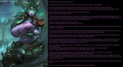 addiction big_breasts breastfeeding caption cutesexyrobutts dark_elf dark_skin english_text female text world_of_warcraft ysera