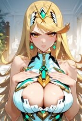 1girls after ai ai_generated anal at big_ass braid breast breasts bust cleavage cum female focus generated grab hairy in inside large looking mature milf mythra mythra_(xenoblade) papukun pussy sex smile solo viewer xenoblade_(series) xenoblade_chronicles_2