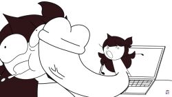 big_penis brown_hair dickgirl futa_focus futa_on_female futanari huge_cock jaiden jaiden_animations jaidenanimations laptop penis penis_bigger_than_body penis_hitting_face penis_popping_out_of_computer scarecorrode selfcest tagme youtube youtuber