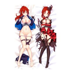 asymmetrical_gloves bangs bare_shoulders bed bed_sheet benghuai_xueyuan black_gloves black_headwear black_jacket black_legwear black_shorts blush breasts cleavage dakimakura_(medium) dress female flower from_above full_body gloves honkai_(series) honkai_impact_3rd jacket large_breasts lipstick long_hair looking_at_viewer lying makeup meng_lea mismatched_gloves multiple_views murata_himeko murata_himeko_(arctic_kriegsmesser) murata_himeko_(blood_rose) navel nipples on_back open_mouth panties partially_fingerless_gloves ponytail pussy red_dress red_flower red_gloves red_hair red_rose rose shorts sleeveless sleeveless_dress smile thighhighs torn_clothes underwear white_legwear white_panties yellow_eyes