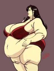 1girls asami_sato avatar_the_last_airbender bbw belly big_belly black_hair bra earrings fat fat_woman female gigantic_breasts huge_belly huge_thighs idle-minded long_hair morbidly_obese obese overweight panties ssbbw the_legend_of_korra thighs thunder_thighs weight_gain