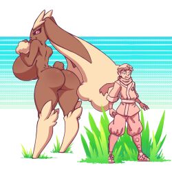 1boy 1girls 2020s 2022 alpha_pokémon anthro big_ass breasts colored female furry giantess huge_breasts larger_female looking_back lopunny male n647 nintendo pokémon_(species) pokemon pokemon_(species) pokemon_legends:_arceus size_difference smaller_male taller_girl thick_thighs voluptuous wide_hips