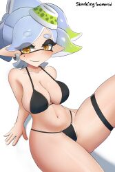 alternate_costume breasts digital_drawing_(artwork) digital_media_(artwork) female inkling inkling_girl looking_at_viewer marie_(splatoon) navel nintendo pointy_ears skankingsalmonid sknkingsalmonid solo splatoon swimsuit