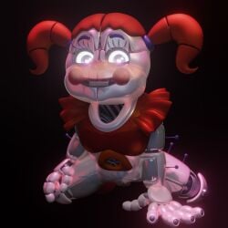 1girls 3d baby_(fnafsl) blush canon_appearance circus_baby circus_baby_(fnaf) circus_baby_(original) clown drooling female five_nights_at_freddy's full_color heart-shaped_pupils no_penetration robot_girl solo solo_female wet