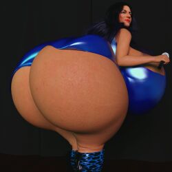 animal_print_legwear aoc ass_body blue_boots blue_dress enormous_ass enormous_butt gigantic_ass gigantic_breasts gigantic_butt huge_ass huge_breasts huge_butt jackd22 microphone red_lipstick