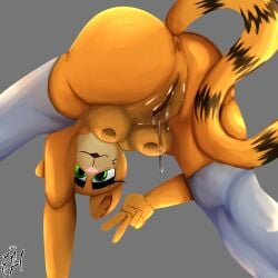 absurd_res beep! bodily_fluids breasts domestic_cat felid feline felis fur garfield_(series) genitals gothfield hi_res mammal nude simple_background text