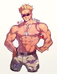 bara bulge gay looking_over_eyewear looking_over_glasses looking_over_sunglasses lt_surge male male_only muscles muscular na_insoo nintendo npc_trainer pokemon rennik solo solo_male sunglasses tinted_eyewear