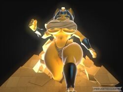 2022 3d 3d_(artwork) 3d_model animal_crossing ankha ankha_(animal_crossing) ankha_(hazeker) anthro destruction doubutsu_no_mori female hazeker hi_res macro nairu_(doubutsu_no_mori) nintendo pervertedgiants pyramid