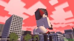 1girls 3d adult breasts city commission destroyed_city ellie_walls_(odysseyellie) female giant_ass giantess gloves goolba goth_girl looking_at_viewer looking_back looking_down mine-imator minecraft multicolored_hair nude_female outside stockings tagme