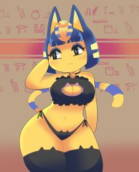 1girls animal_crossing ankha big_breasts boob_window breasts cat_lingerie clothed clothing felid feline felis female fur furry furry_only hi_res nintendo onigiri_punch solo tagme tail thick_thighs wide_hips