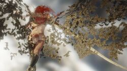 1girls 2022 3d ass ass_focus elden_ring female female_only fromsoftware kaisto malenia_blade_of_miquella nude prosthetic red_hair solo solo_female