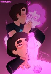 2boys big_penis gay gem_(species) heart-shaped_pupils kissing licking_penis male male_on_male male_only penis_on_face pink_penis pink_skin pink_steven steven_quartz_universe steven_universe toofygoru