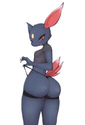 ayzcube big_ass bubble_butt claws lip_biting looking_back looking_down no_pants partially_clothed pokemon pokemon_(species) small_breasts sneasel solo solo_female solo_focus white_background