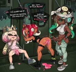 1girls 2futas after_rape after_sex agent_8_(splatoon) alternate_costume anal_rape aqua_hair ass balls bandana beauty_mark bent_over black_hair blush boots bottomless breasts censored cleavage colored_cum crop_top crown cum cum_in_ass cum_inside cum_on_ass cum_pool dark-skinned_futanari dark_skin domino_mask english forced forced_sex full_body futa_with_female futanari gem green_penis hard-degenerate headphones high_heel_boots high_heels inkling intersex jewelry long_sleeves marina_(octo_expansion) marina_(splatoon) mask mole mole_under_mouth mosaic_censoring multicolored_hair multiple_girls navel navel_piercing necklace nintendo octoling pants pants_pull pearl_(octo_expansion) pearl_(splatoon) penis piercing pink_cum rape rape_face raped red_hair ring rough_sex scared scared_expression sex shaking shirt speech_bubble splatoon splatoon_2 standing sweatdrop tentacle_hair text thumb_ring two_tone_hair uncut white_hair