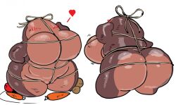 ass big_breasts big_butt blush bondage bound breasts carrot faceless female food food_creature front_view genitals heart huge_butt plant potato pussy restraints rope rope_bondage rump_roast short_stack shortstack side_boob solo vdisco vegetable wide_hips