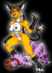 2girls anthro domination erect_nipples female female_only furry long_hair lynx necklace neyla nipple_piercing nipples original_character pearl_necklace popesslodovica purple_fur sly_cooper_(series) smooth_fur tiger yellow_fur yuri