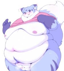 anthro big_belly big_moobs big_tail blue_eyes blue_fur blush deep_navel dipstick_tail embarrassed fat fox huge_breasts looking_at_viewer love_handles male male_only moobs morbidly_obese morbidly_obese_anthro morbidly_obese_male obese obese_anthro obese_male overweight overweight_anthro overweight_male radiowave tail thick_thighs