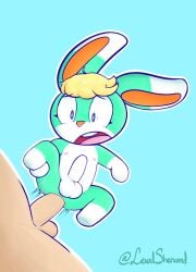 absurd_res anal anal_sex animal_crossing anthro blonde_hair duo fur green_body green_fur hair hi_res lagomorph leporid male male/male mammal nintendo penetration rabbit sasha_(animal_crossing) sherwind52 shocked_expression video_games white_body white_fur