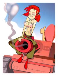 advance_wars big_areola breasts female nipples red_hair sami_(advance_wars) themrock topless