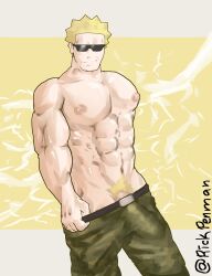 balls bara boner bulge erection erection_under_clothes gay lt_surge male male_only muscles muscular nintendo npc_trainer penis penis_peek pokemon rickpenman solo solo_male sunglasses tinted_eyewear undressing