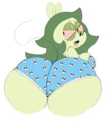 anthro ass big_breasts big_butt black_eyes bra breasts cartoon_network clothing female fink_(ok_k.o.!_lbh) fink_(ok_k.o.!_let's_be_heroes) green_hair hair half-closed_eyes huge_butt looking_back mammal murid murine narrowed_eyes neom-daddy ok_k.o.!_let's_be_heroes open_mouth panties rat rodent solo underwear