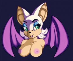 anthro bat erect_nipples eyelashes furry green_eyes large_breasts popesslodovica rouge_the_bat sonic_(series) sonic_the_hedgehog_(series) white_fur wings