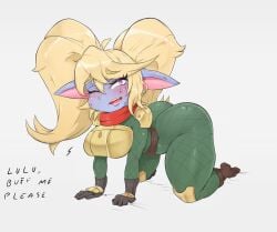 1girls blush breasts clothed clothing dialogue female female_only fully_clothed jouljehart league_of_legends poppy shortstack solo tagme text thick_thighs wide_hips yordle