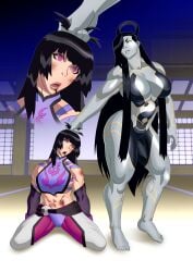 abs android android_girl beaten belly black_hair catfight defeated female_only juri_han loose_hair muscular_female purple_eyes seth_(sfv) seth_(street_fighter) street_fighter street_fighter_v vanbrand wrestling wrestlingryona yuri