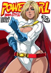 1girls 2022 2d big_breasts blonde_hair bottomless breasts butcha-u cleavage dc dc_comics female female_only fully_clothed kara_zor-l karen_starr light-skinned_female magazine_cover power_girl solo text thick_thighs thighs