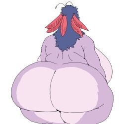 antennae_(anatomy) anthro arthropod ass back_boob bbw big_ass big_breasts big_butt blue_hair breasts butt curvy_figure dat_ass eyeless fat_ass female genitals hair hi_res huge_ass huge_breasts huge_butt insects monster nixi_(vdisco) obese obese_anthro obese_female overweight overweight_anthro overweight_female pubes rear_view simple_background solo standing thick_thighs vdisco voluptuous white_background wide_hips