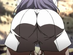 2d animated animated_gif ass big_ass big_butt butt_focus desert desert_punk fanservice gif junko_asagiri purple_hair screencap shirt shorts tease teasing