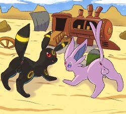 2boys anus backsack balls bedroom_eyes detailed_background duo eeveelution espeon feral fur furry furry_only genitals hi_res looking_back male male_only mincheeto narrowed_eyes nintendo penis pokémon_(species) pokemon pokemon_colosseum presenting presenting_anus raised_tail seductive tail take_your_pick umbreon video_games