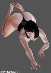 3d all_fours ass barefoot bending_over bimbo black_hair black_nails black_toenails crawling cute feet foot_fetish honey_select ihateasuka long_nails long_toenails looking_at_viewer makeup nail_polish original_character short_hair simple_background soles studio_neo thick_thighs toenail_polish toenails