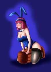 bedroom_eyes big_ass big_breasts blush blushing bunny_ears bunnysuit clash_(series) clash_royale clothed clothed_female clothing cowgirl_position feet female firecracker_(clash_royale) fully_clothed fully_clothed_female headband looking_at_viewer muertefake on_object skimpy_clothes thigh_highs thighhighs thighs