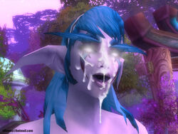 3d blue_hair cum cum_on_face ellowas female night_elf purple_skin tagme world_of_warcraft