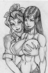 2girls aerith_gainsborough arcticwinds female female_only final_fantasy final_fantasy_vii human multiple_girls smooth_skin tifa_lockhart