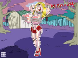 1girls breasts buckteeth cleavage dxoz ed_edd_n_eddy freckles high_heels hourglass_figure huge_breasts kanker_sisters may_kanker muscular_female straight_hair tagme