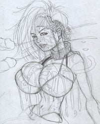 arcticwinds bimbo breasts bukkake cum cum_on_breasts cum_on_face final_fantasy final_fantasy_x final_fantasy_x-2 huge_breasts large_breasts monochrome penis rikku sketch tagme unseen_male_face