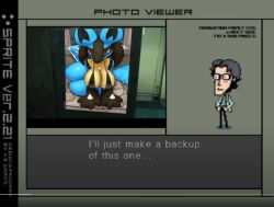 big_breasts breasts female female_lucario humor lucario meme metal_gear_solid metal_gear_solid_2 otacon ozoneserpent pokemon pokemon_(species) tagme