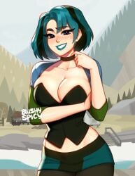 1girls big_breasts blushypixy blushyspicy breasts female female_only goth gwen_(tdi) large_breasts solo total_drama_island