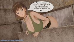 1girls 3d 3d_(artwork) big_ass big_breasts biohazard brown_hair cleavage comic comic_page curvaceous curvy english_text erect_nipples erect_nipples_under_clothes exposed_ass female_focus female_only green_eyes huge_ass huge_breasts koikatsu large_ass large_breasts looking_back microskirt no_bra patreon rebecca_chambers resident_evil resident_evil_0 revealing_clothes sewer skimpy skimpy_clothes stuck takeo92 text thick thick_thighs tight_clothing tight_fit topwear wide_hips