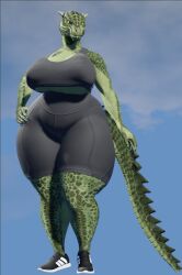 1girls 2022 3d 3d_(artwork) adidas anthro argonian arms_at_sides athletic_wear bethesda_softworks big_breasts black_fingernails black_nails breasts busty calves clawed_fingers claws clothed clothed_female clothes clothing coolmaster98 curvaceous curves curvy curvy_body curvy_female curvy_figure deeja female female_focus female_only full_body fully_clothed grey_background hips horn horns huge_breasts large_breasts legs legs_apart long_sleeves low_res lowres plain_background pose posing scales scalie shoes shorts simple_background skin_tight skyrim sneakers solo solo_female solo_focus spiked_tail sports_bra sportswear standing tail the_elder_scrolls thick_thighs thighs tight_clothing tight_pants voluptuous wide_hips yellow_eyes yellow_sclera