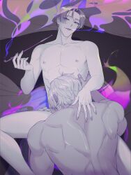 2boys fellatio gay implied_oral kiseru kuya_(nu:_carnival) limited_palette male male/male male_only nu:_carnival nude nude_male oral oral_sex pipe quincy_(nu:_carnival) riffraff riffraffhellyea smoke smoking smoking_pipe yaoi