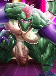 alligator anthro balls bara barazoku bastroceive big_balls big_penis boner erection five_nights_at_freddy's five_nights_at_freddy's:_security_breach furry gay magangz male male_only montgomery_gator_(fnaf) muscles muscular nude penis scalie solo solo_male sweaty veiny_penis