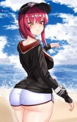 1girls ass big_ass big_breasts big_butt butt cap dat_ass dolphin_shorts eyewear_on_head fat_ass female female_only heart_glasses heterochromia hololive hololive_fantasy hololive_japan houshou_marine large_ass large_breasts looking_at_viewer looking_back o22no red_eyes red_hair shorts solo solo_female sunglasses sunglasses_on_head thick thick_ass virtual_youtuber voluptuous yellow_eyes