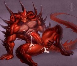 1male after_sex al'diabolos ass biceps big_sub claws creampie cum_in_ass cum_on_body demon diablo dick ejaculation erection fangs_male gay horns humanoid humanoid_genitalia long_tail looking_at_viewer lytta_the_bug male_only muscular_body muscular_male nude pecs presenting_ass red_body retracted_foreskin smile spread_legs submissive toe_claws veiny_penis