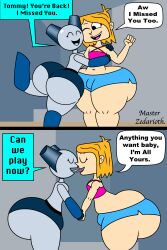 big_butt booty_shorts bubble_butt fat_ass femboy gay huge_ass hugging kissing love master_zedarioth robotboy robotboy_(character) thick_thighs tommy_turnbull wide_hips