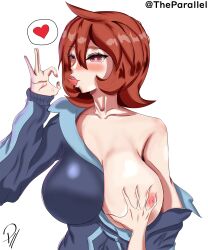 1girls alternate_breast_size arezu_(pokemon) blowjob_face blowjob_gesture breast_grab female female_focus grabbing heart-shaped_pupils male oppai pokemon pokemon_legends:_arceus theparallel tongue tongue_out voluptuous