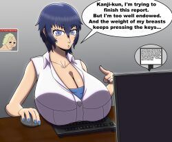 atlus big_breasts blue_eyes blue_hair breasts female justdrawingjake looking_at_viewer persona persona_4 shirogane_naoto tagme