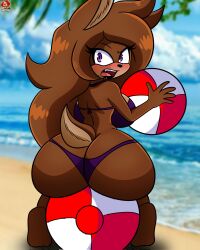 1girls anthro ass barbara_doe_(lt) bathing_suit beach beach_ball big_ass big_breasts bikini deer_girl embarrassed fan_character female female_only fully_clothed lewdtoons panties solo sonic_(series) sonic_oc sonic_the_hedgehog_(series) swimsuit swimwear thighs